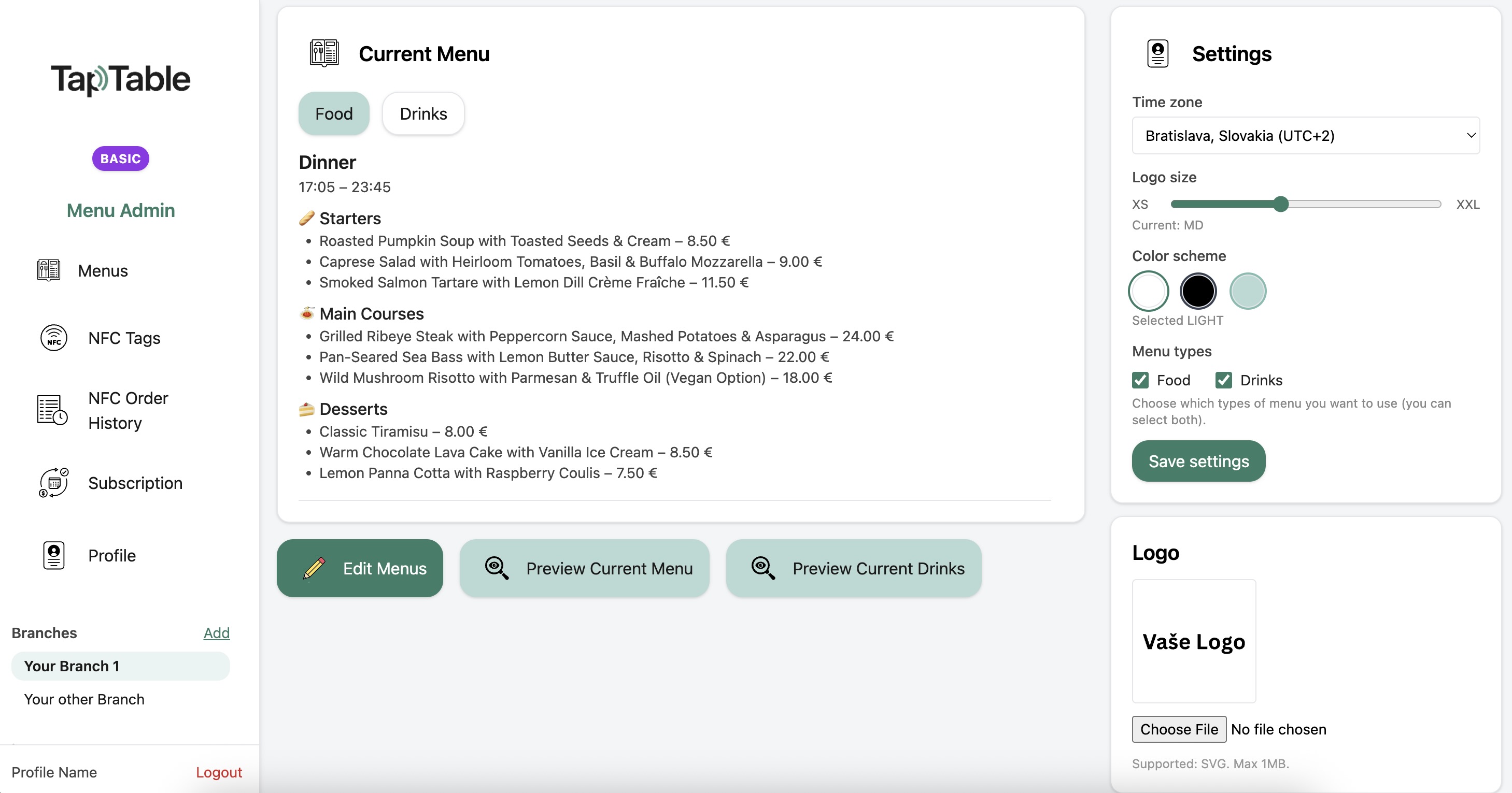 Admin zóna – ukážka 1