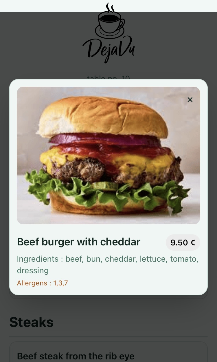 Digitálne menu – mobilná ukážka 2